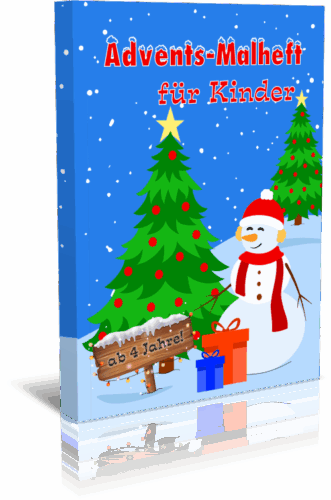 Advents-Malbuch für Kinder - 3D Vorderseite -